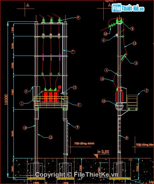File cad,bản vẽ TBA,bản vẽ TBA 10KVA